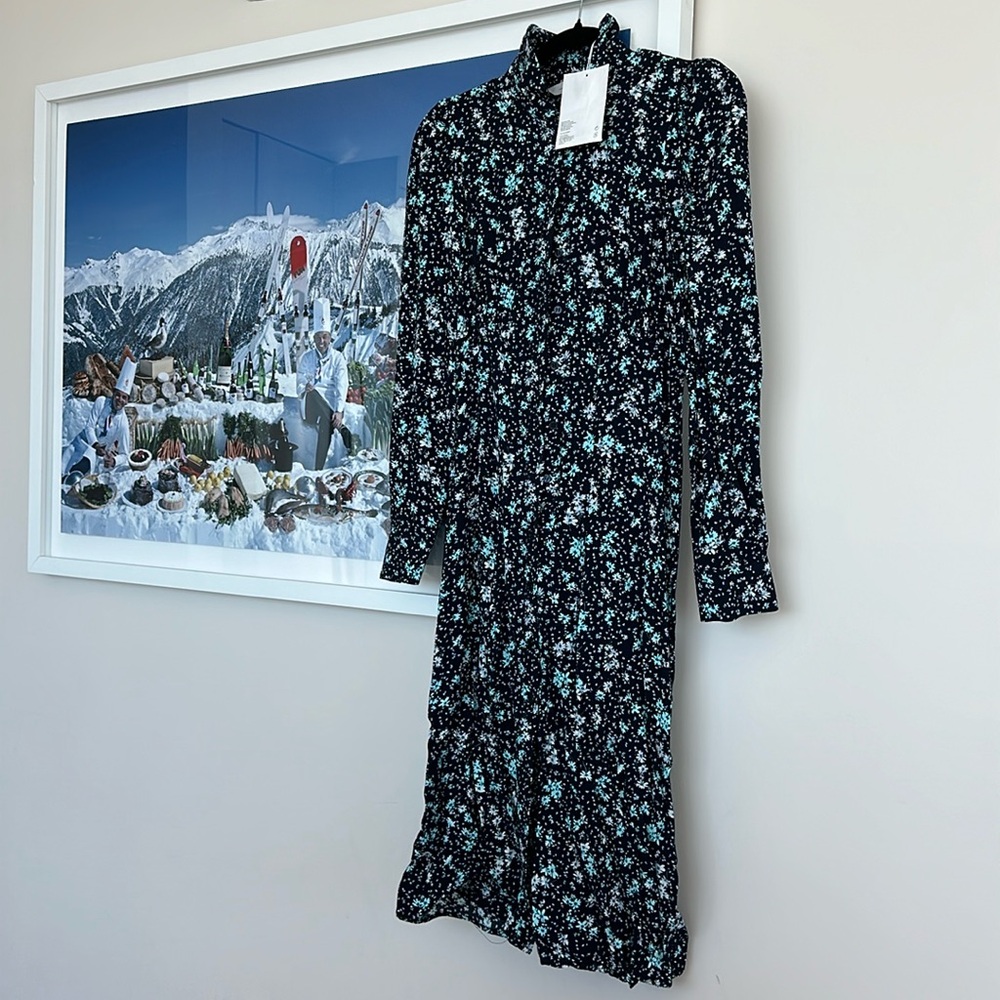 NWT &OtherStories navy floral midi dress